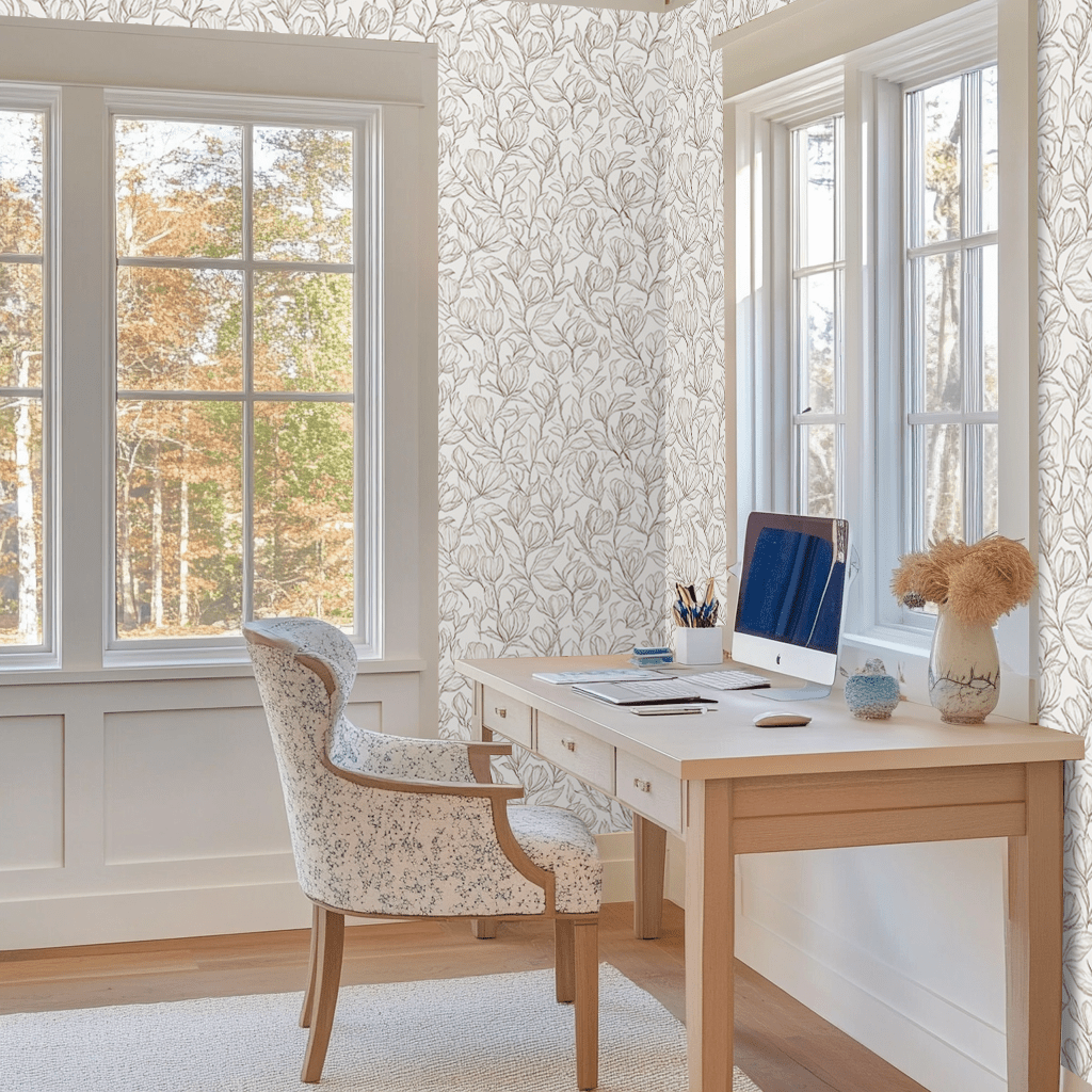 Magnolia Sketch Wallpaper - Benton Lane Home - Lemon Park