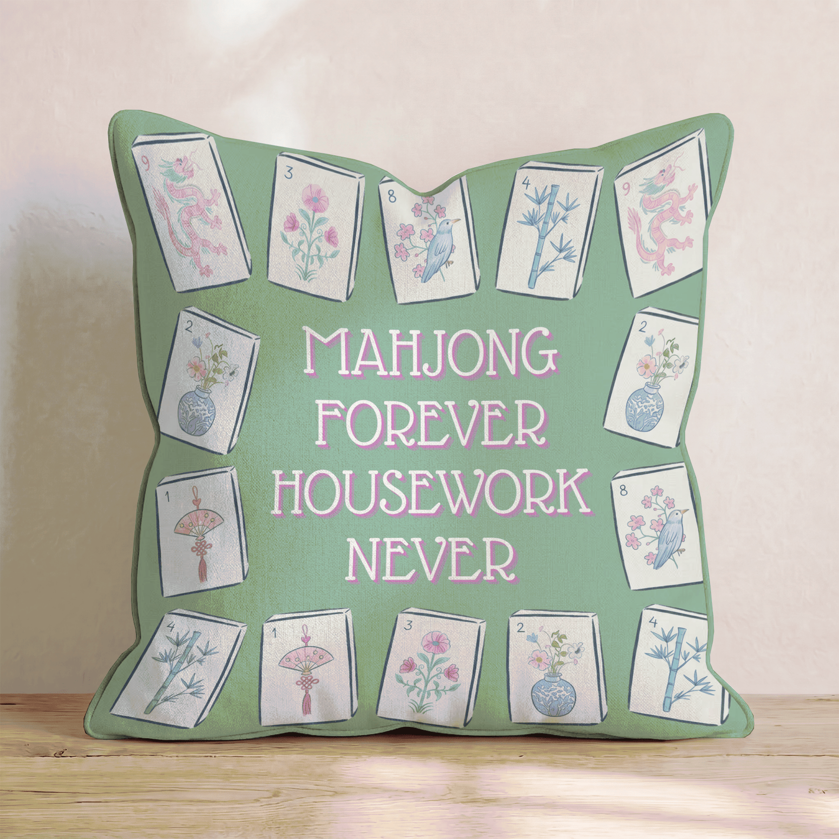 Mahjong Forever Throw Pillow - Benton Lane Home - Hillcroft Home