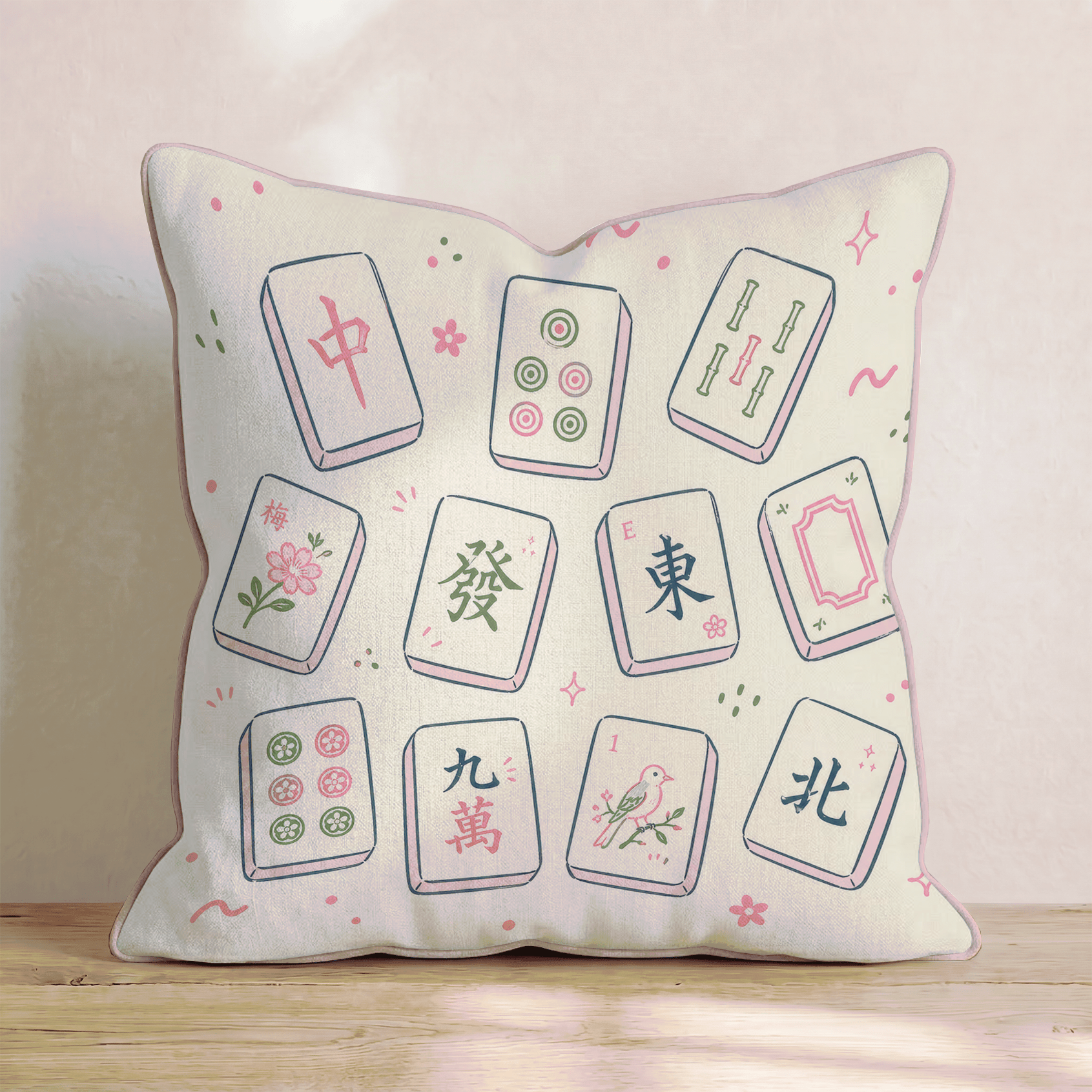 Mahjong Whimsey Throw Pillow - Benton Lane Home - Hillcroft Home