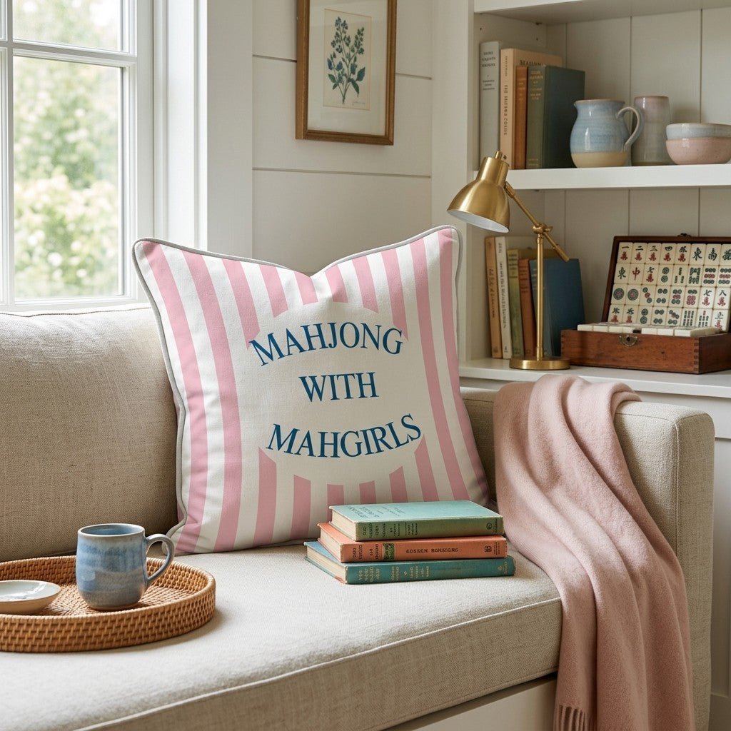 Mahjong with Mahgirls Throw Pillow - Benton Lane Home - Hillcroft Home