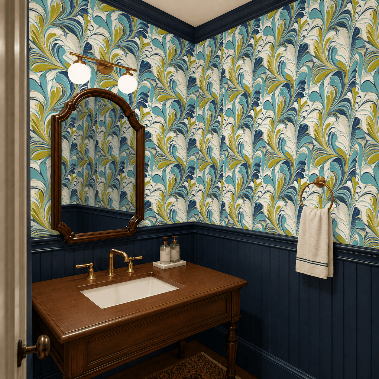 Marble & Chartreuse Wallpaper - Painted Paper