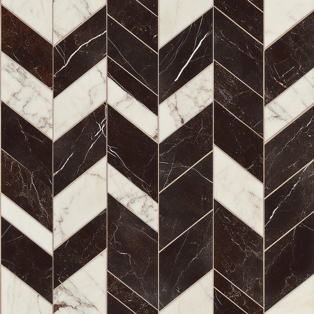 Marble Chevron Wallpaper - Benton Lane Home - Painted Paper
