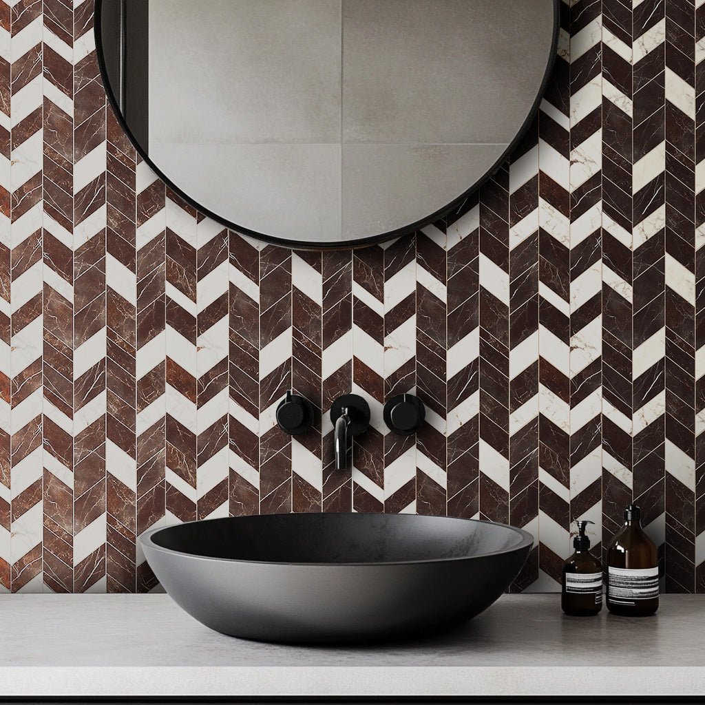 Marble Chevron Wallpaper - Benton Lane Home - Painted Paper