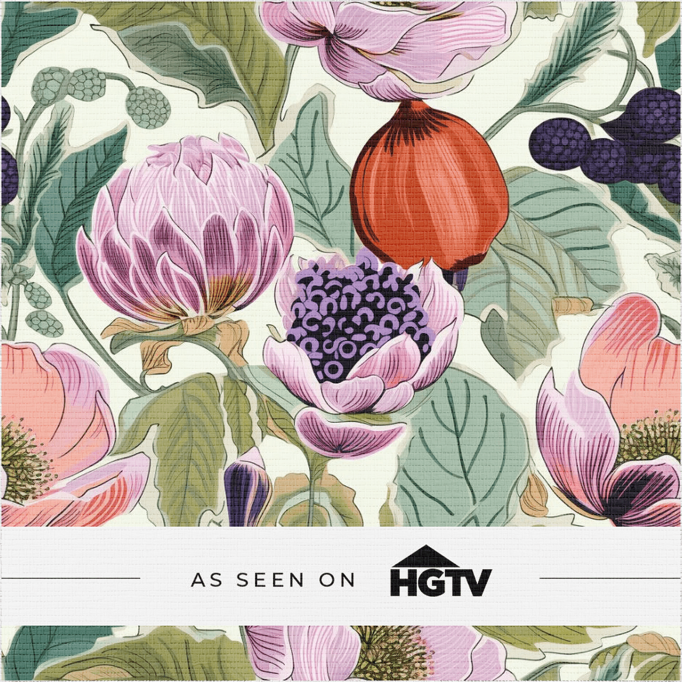 Margo Fruit Floral Faux Grasscloth Wallpaper - Benton Lane Home - Painted Paper