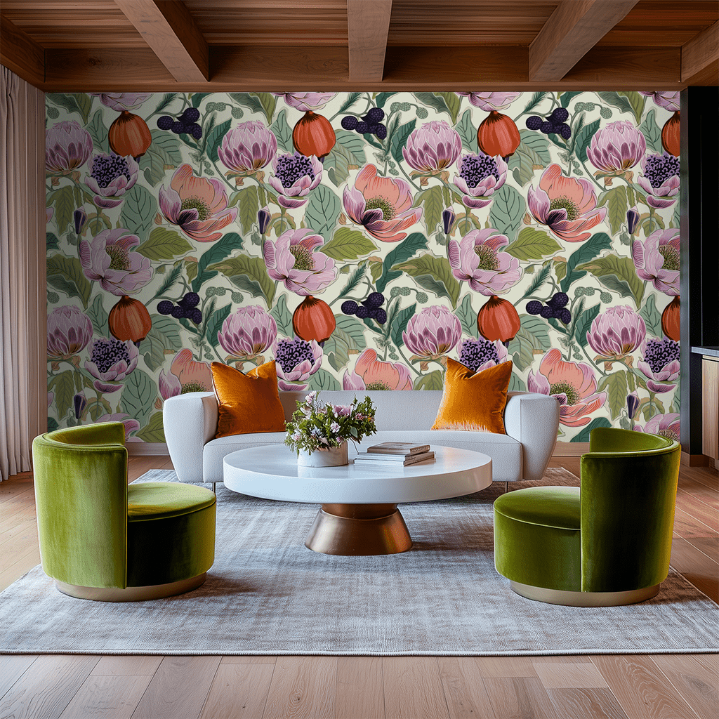 Margo Fruit Floral Wallpaper - Benton Lane Home - Painted Paper
