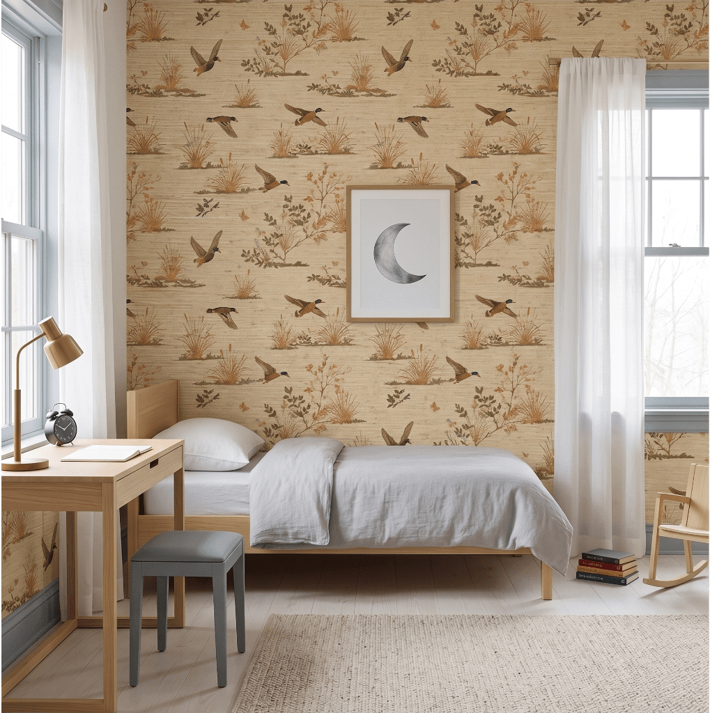 Marshland Flight Faux Grasscloth Wallpaper - Benton Lane Home - Painted Paper