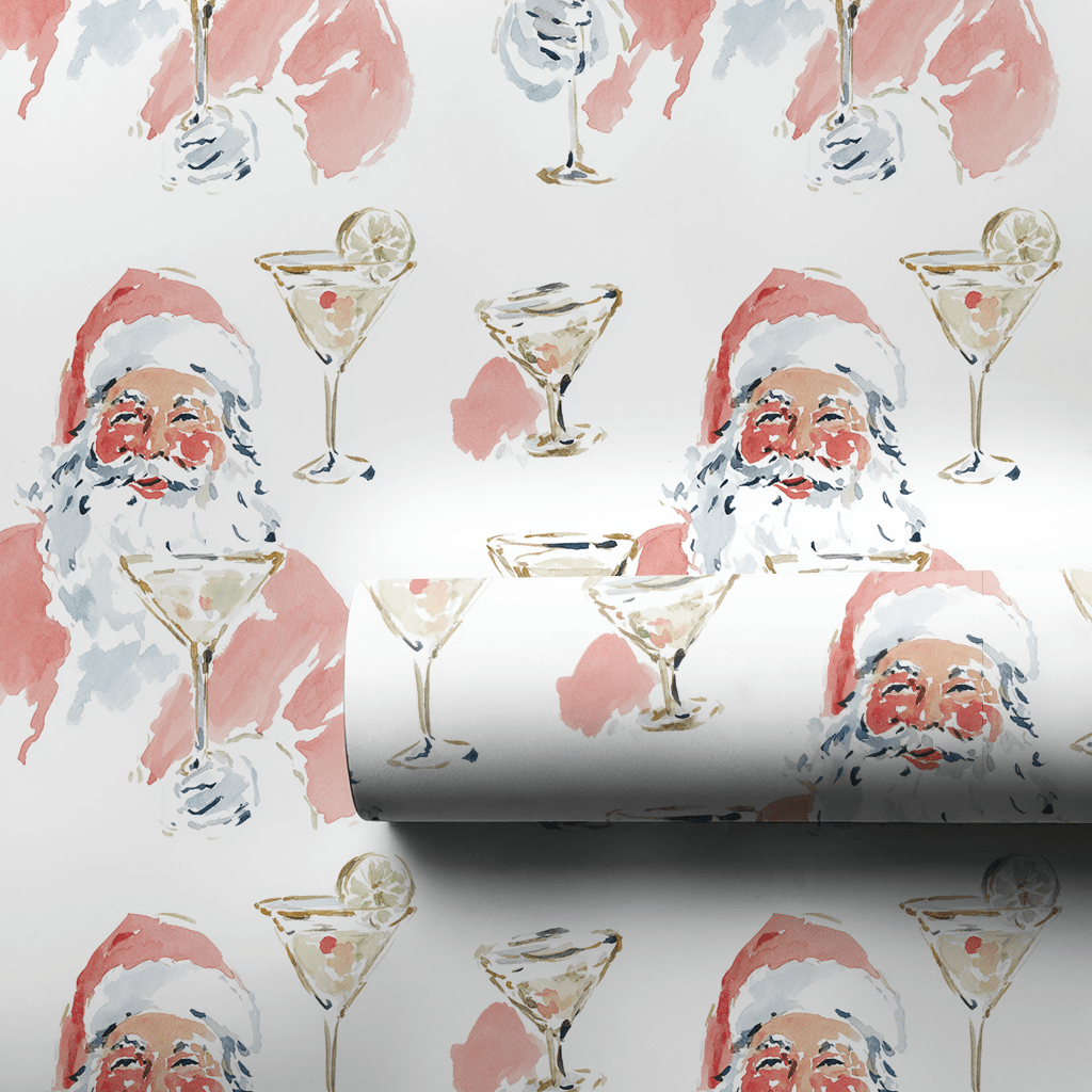 Martini Santa - Wrapping Paper - Benton Lane Home - Lemon Park