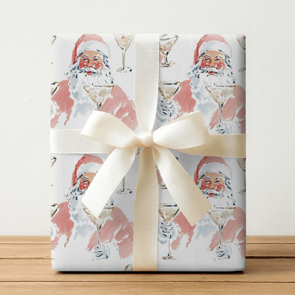 Martini Santa - Wrapping Paper - Benton Lane Home - Lemon Park
