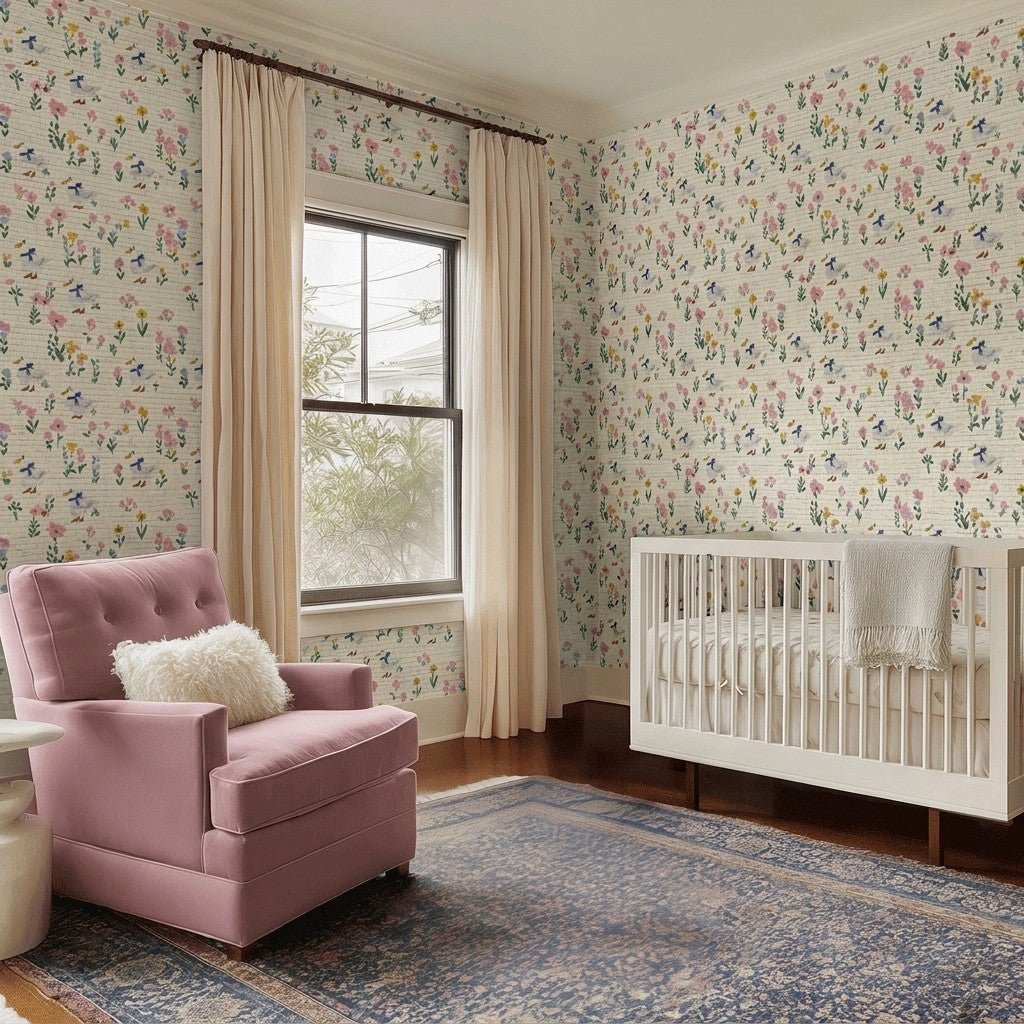Meadow Scatter Faux Grasscloth Wallpaper - Benton Lane Home - Lemon Park