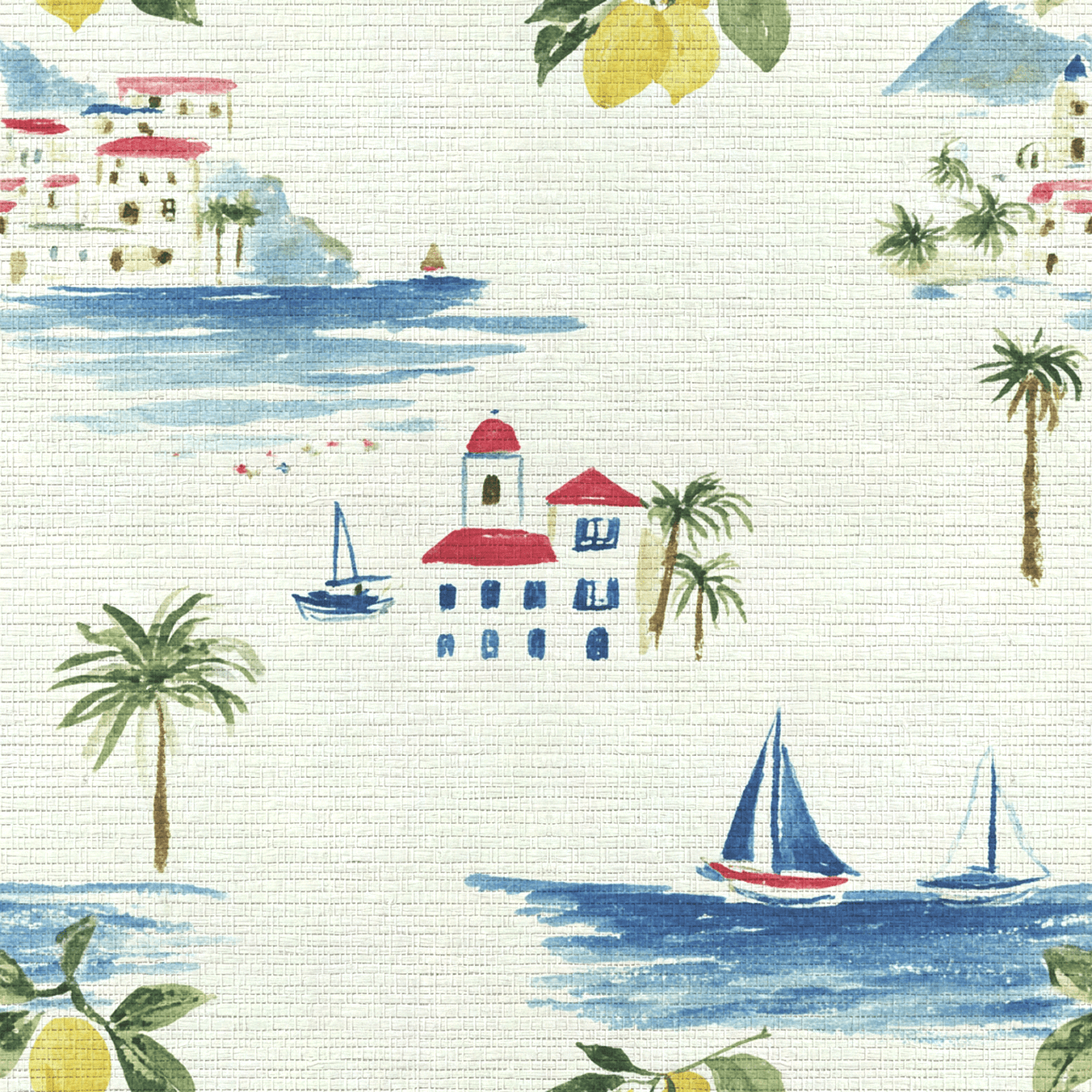 Meet You in Amalfi Faux Grasscloth Wallpaper - Painted Paper