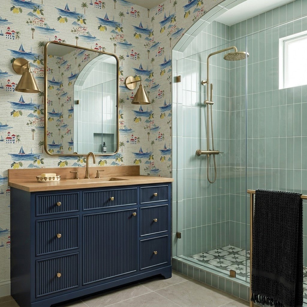 Meet You in Amalfi Faux Grasscloth Wallpaper - Painted Paper