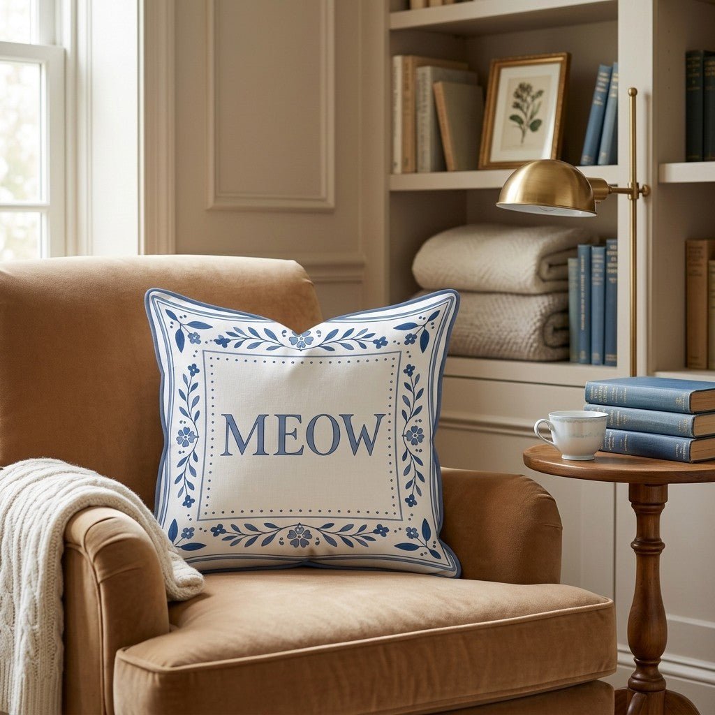 Meow Throw Pillow - Benton Lane Home - Hillcroft Home