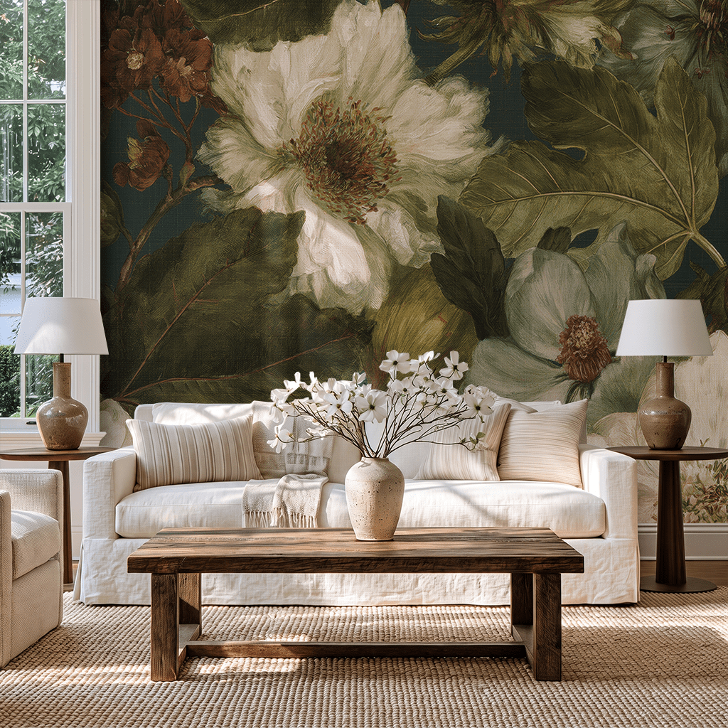 Midnight Blooms - Wall Mural - Painted Paper