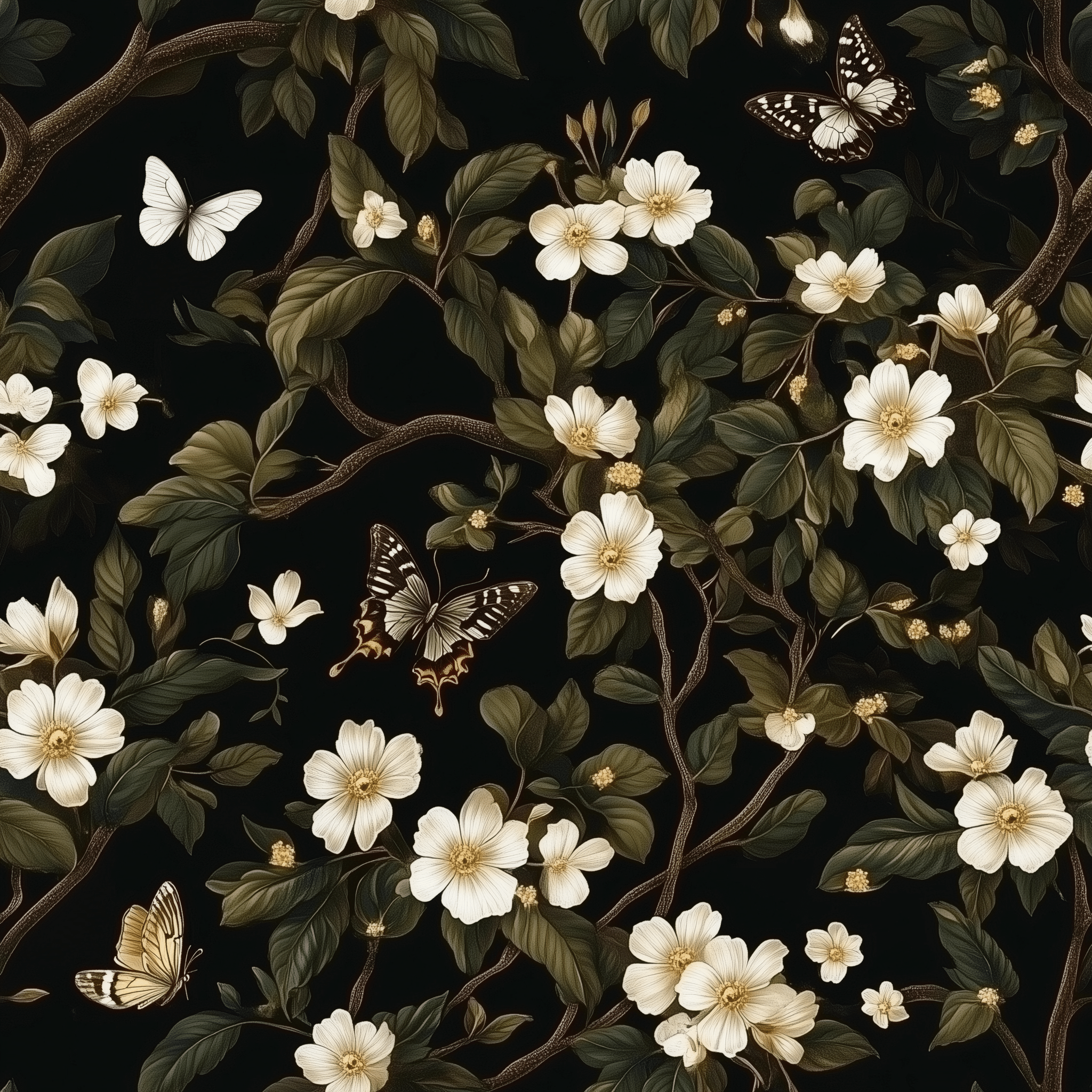 Midnight Blossom Wallpaper - Painted Paper