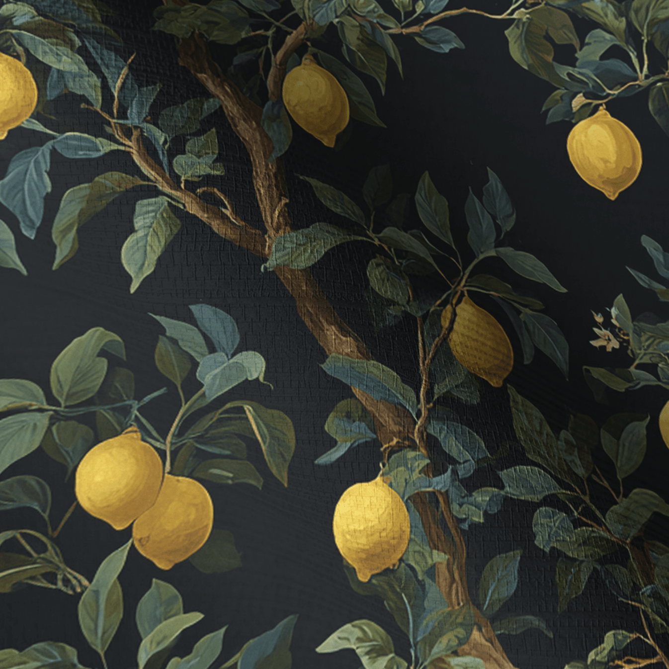 Midnight Citrus Faux Grasscloth Wallpaper - Painted Paper