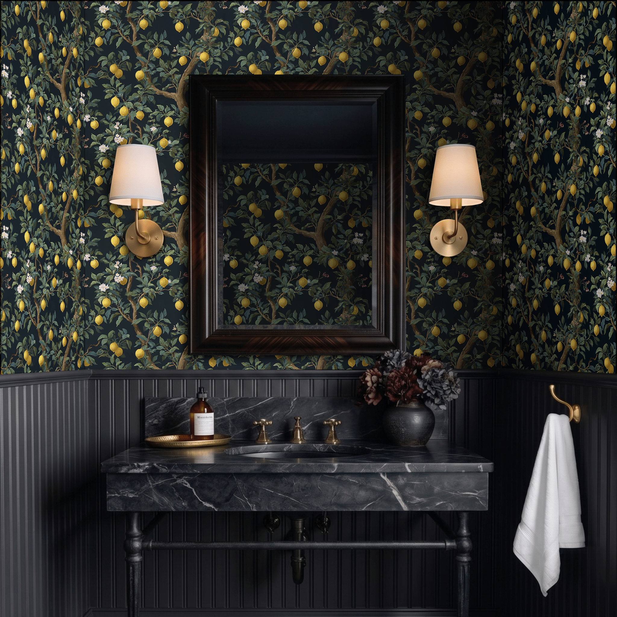 Midnight Citrus Wallpaper - Painted Paper
