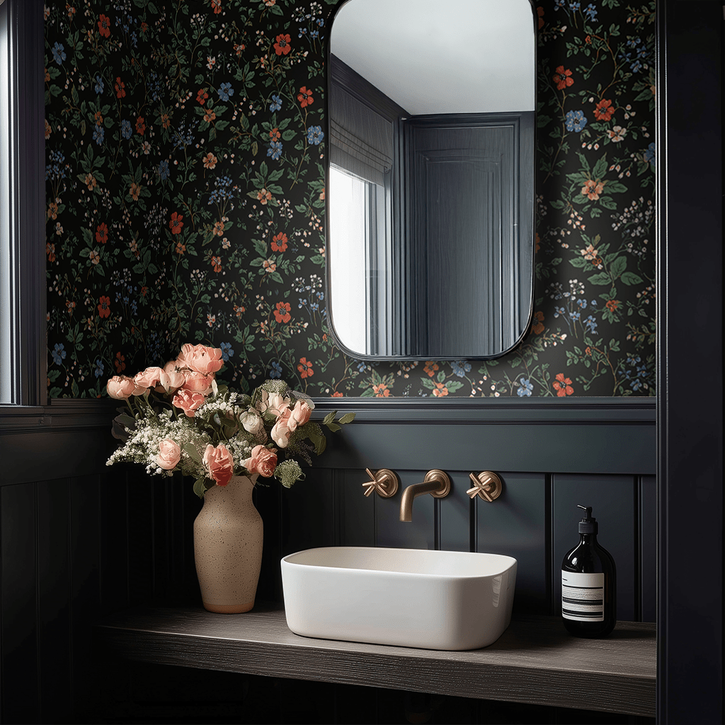 Midnight Posy Wallpaper - Benton Lane Home - Painted Paper