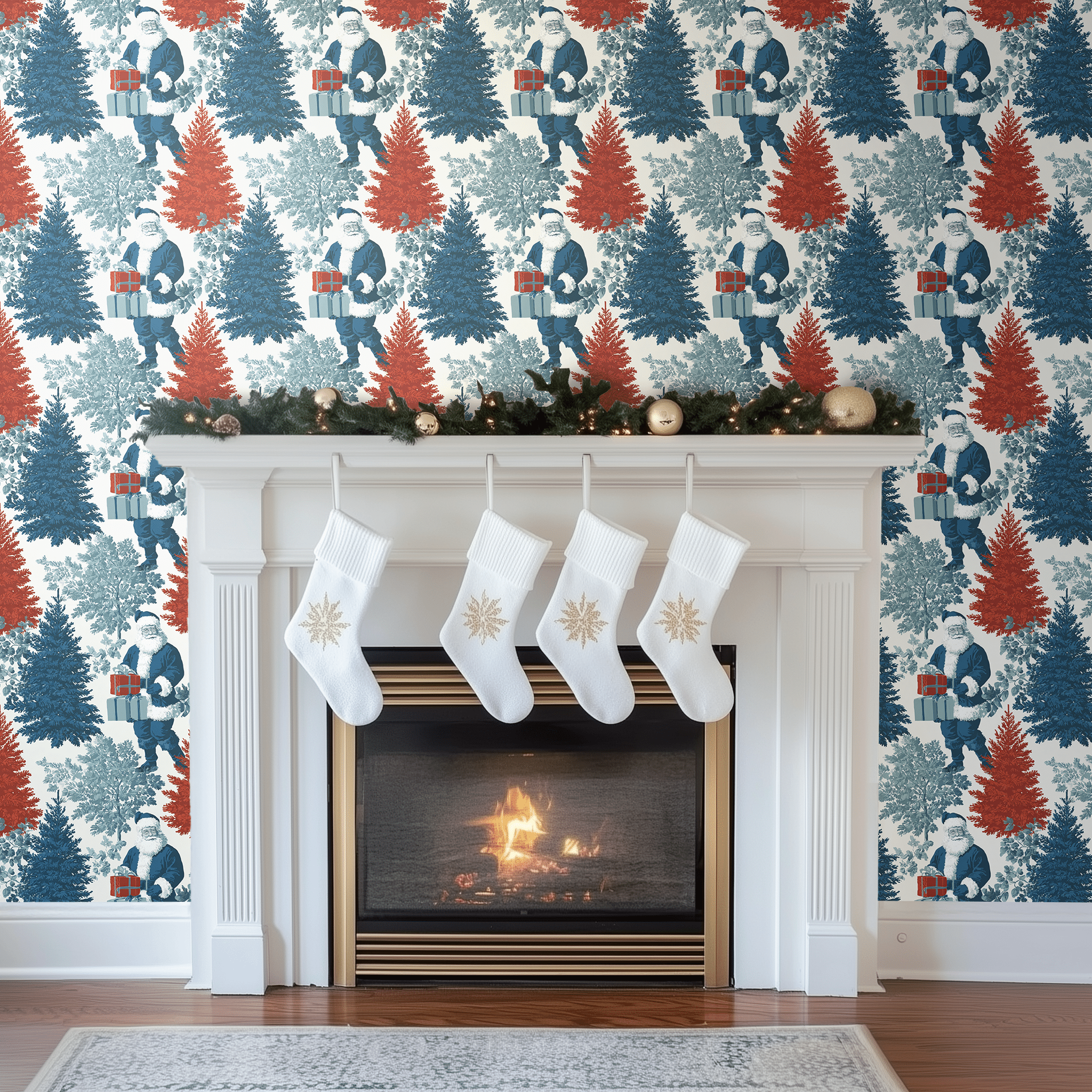 Midnight St. Nick Wallpaper - Painted Paper