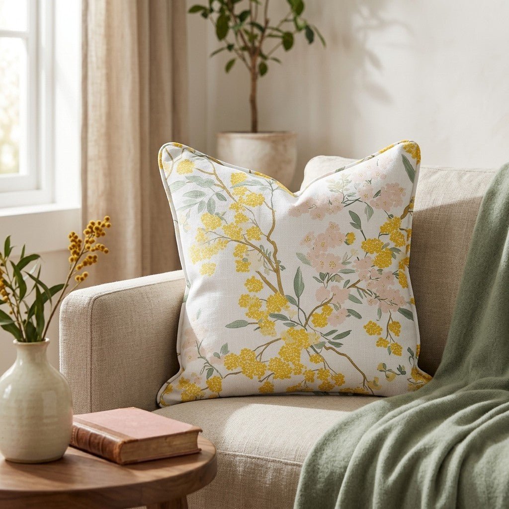 Mimosa Melody Throw Pillow - Benton Lane Home - Lemon Park