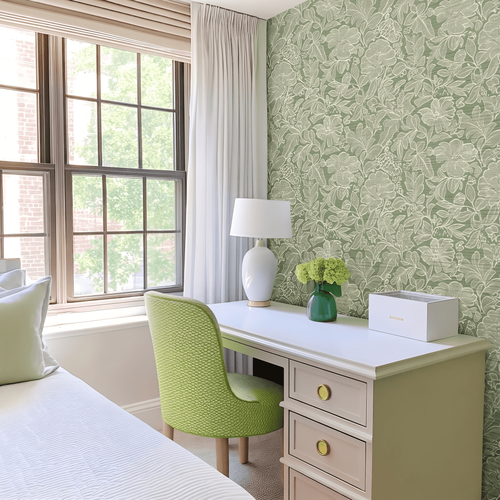 Mint Julep Faux Grasscloth Wallpaper - Benton Lane Home - Lemon Park