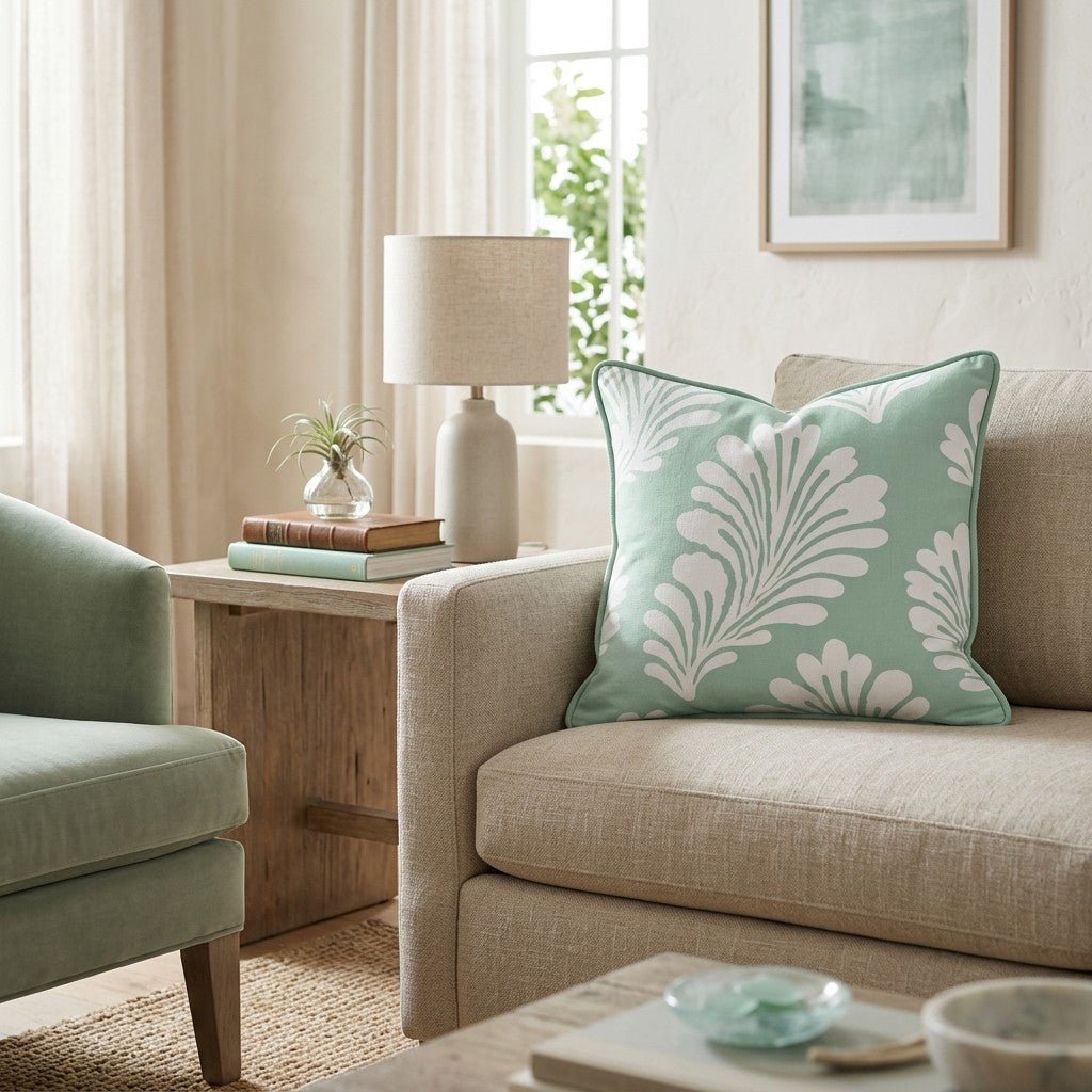 Minty Leaf Throw Pillow - Benton Lane Home - Hillcroft Home