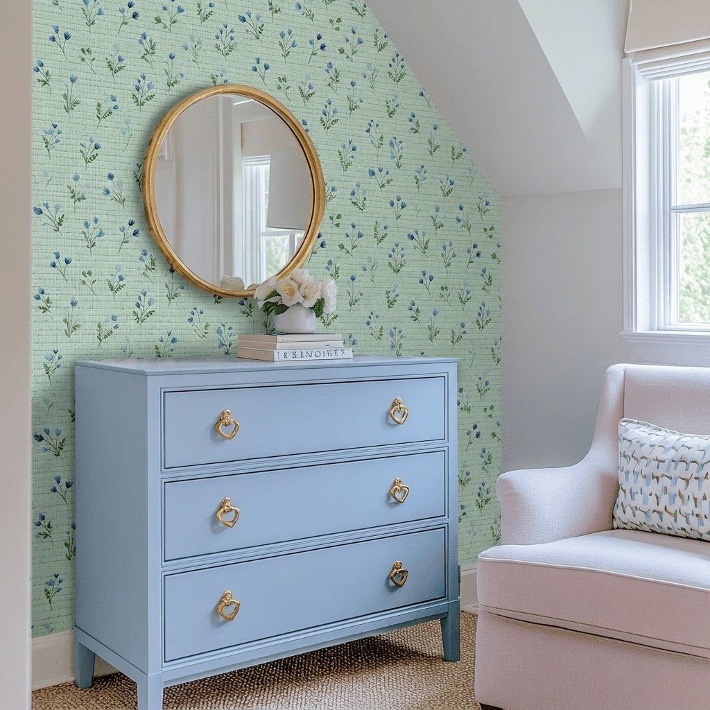 Misty Flora Faux Grasscloth Wallpaper - Benton Lane Home - Lemon Park