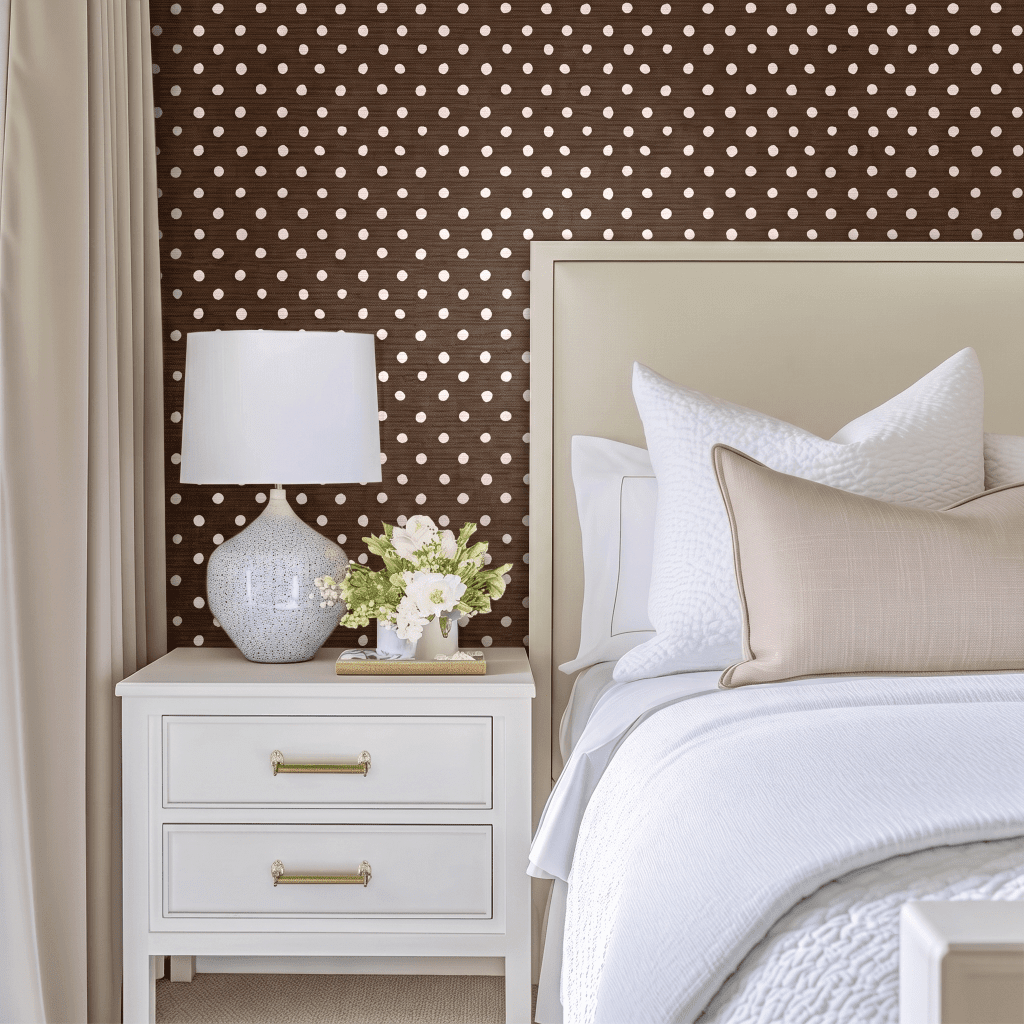 Mocha Dot Faux Grasscloth Wallpaper - Benton Lane Home - Lemon Park