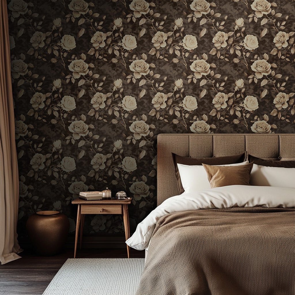 Mocha Magnolia Wallpaper - Benton Lane Home - Painted Paper