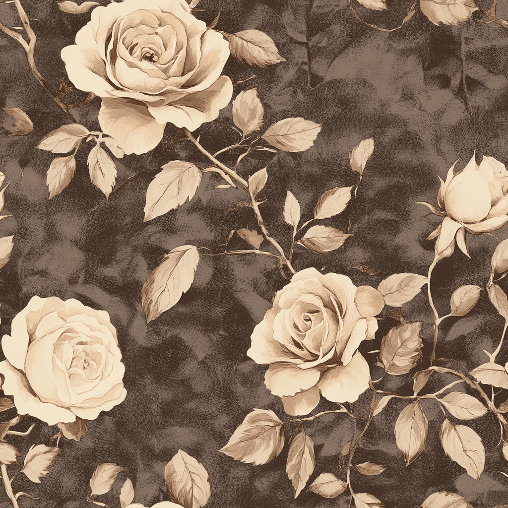 Mocha Magnolia Wallpaper - Benton Lane Home - Painted Paper