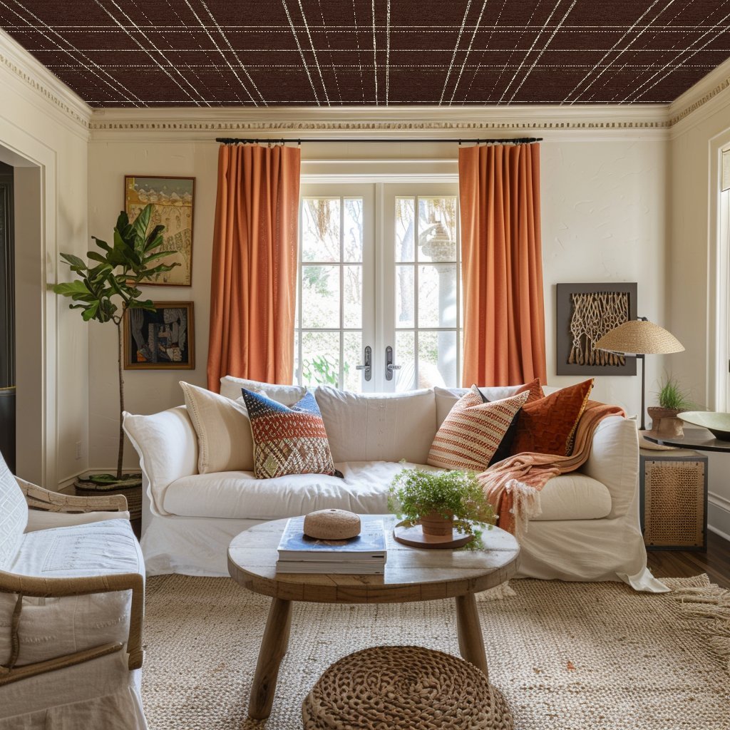 Mocha Tartan Faux Grasscloth Wallpaper - Benton Lane Home - Painted Paper