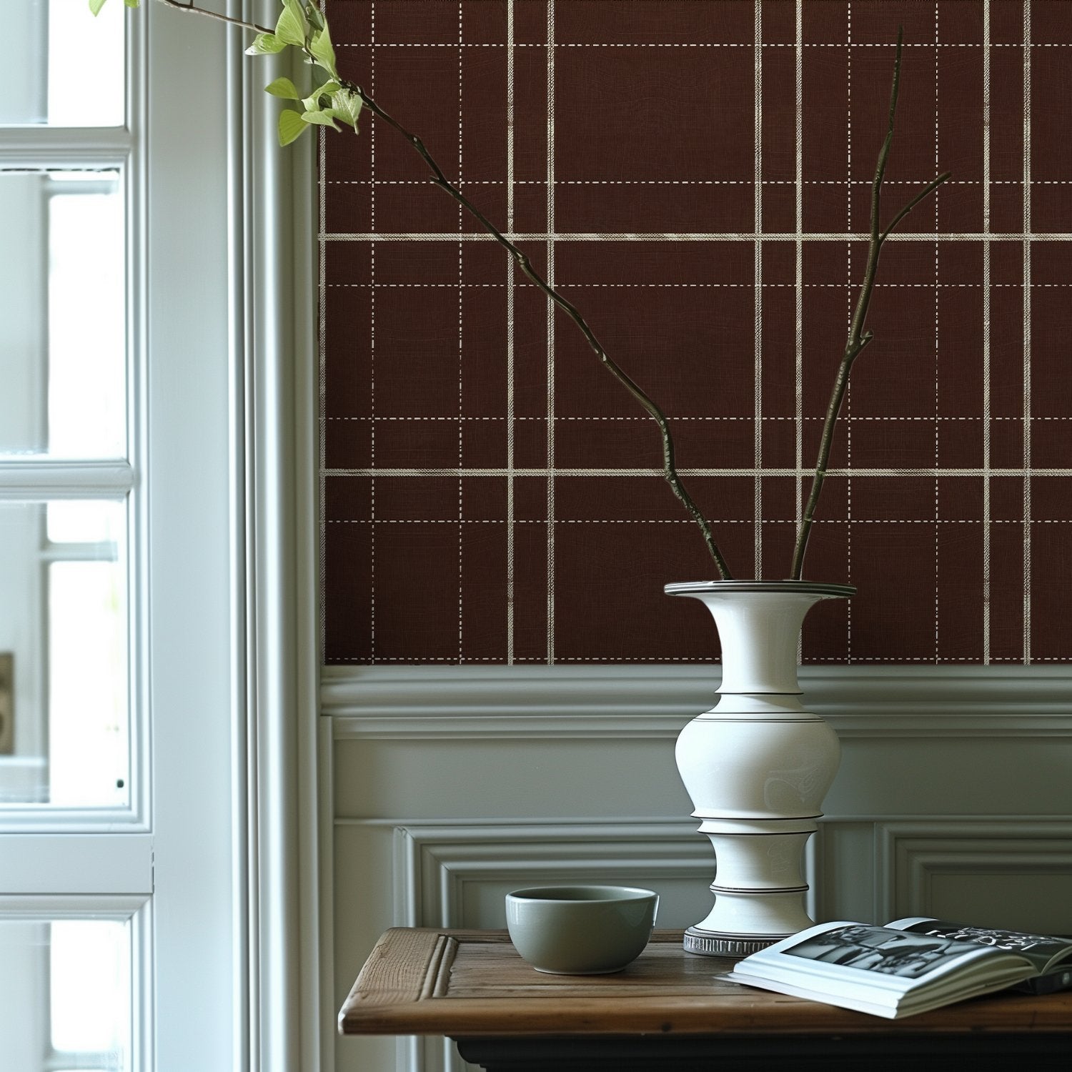Mocha Tartan Wallpaper - Benton Lane Home - Painted Paper