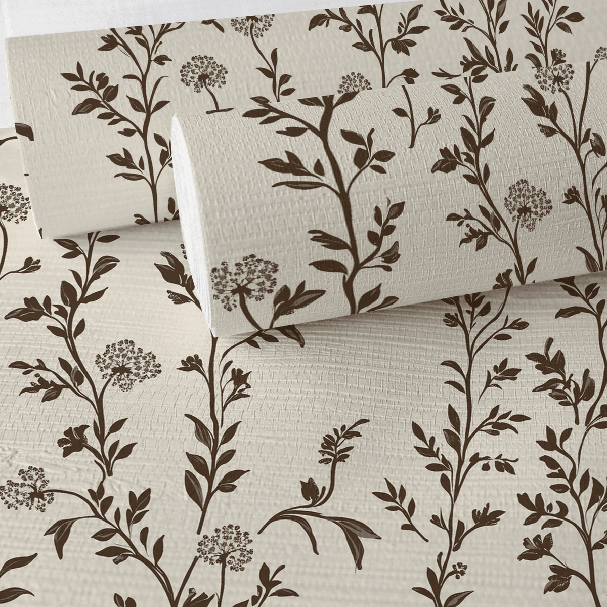 Mocha Vine Faux Grasscloth Wallpaper - Lemon Park