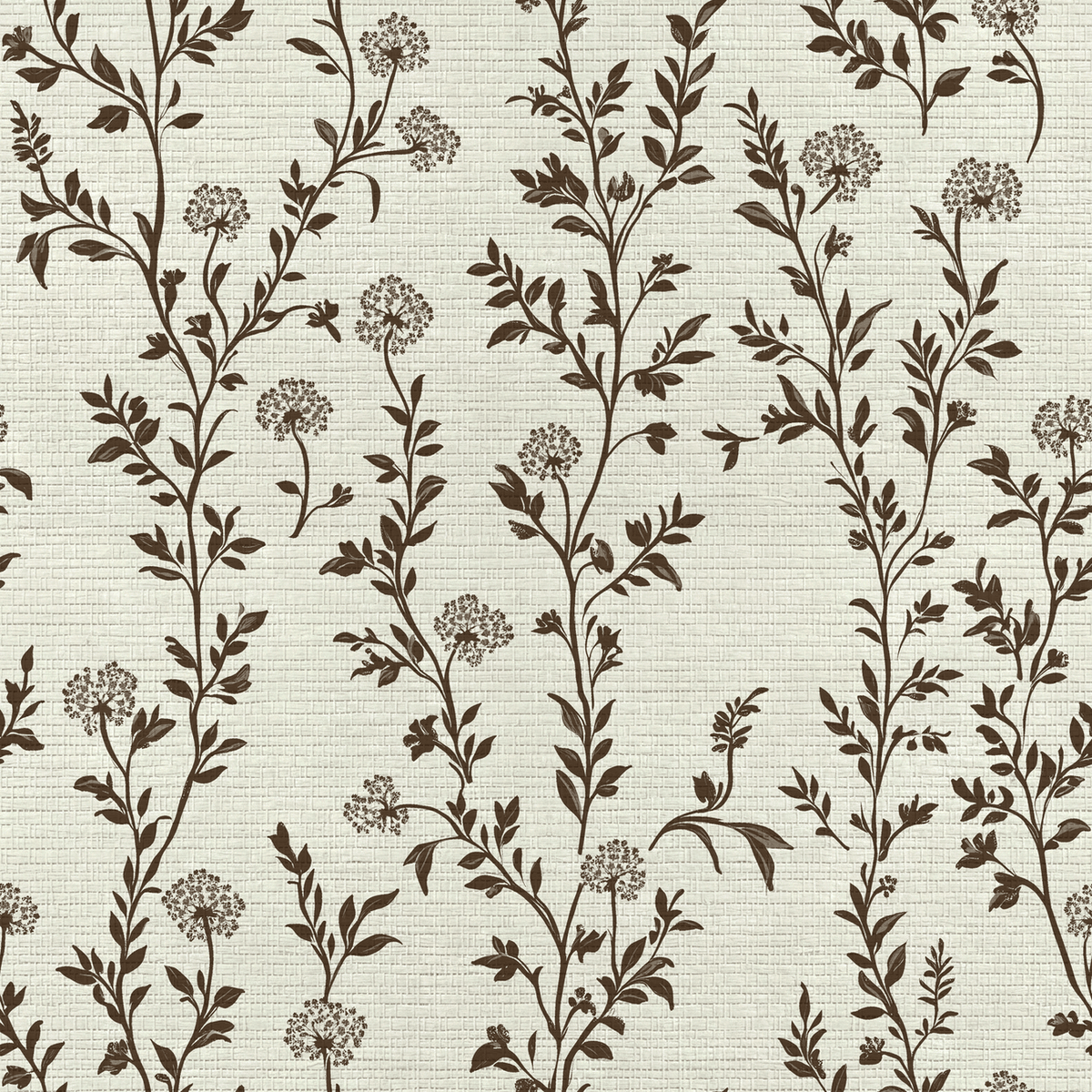 Mocha Vine Faux Grasscloth Wallpaper - Lemon Park
