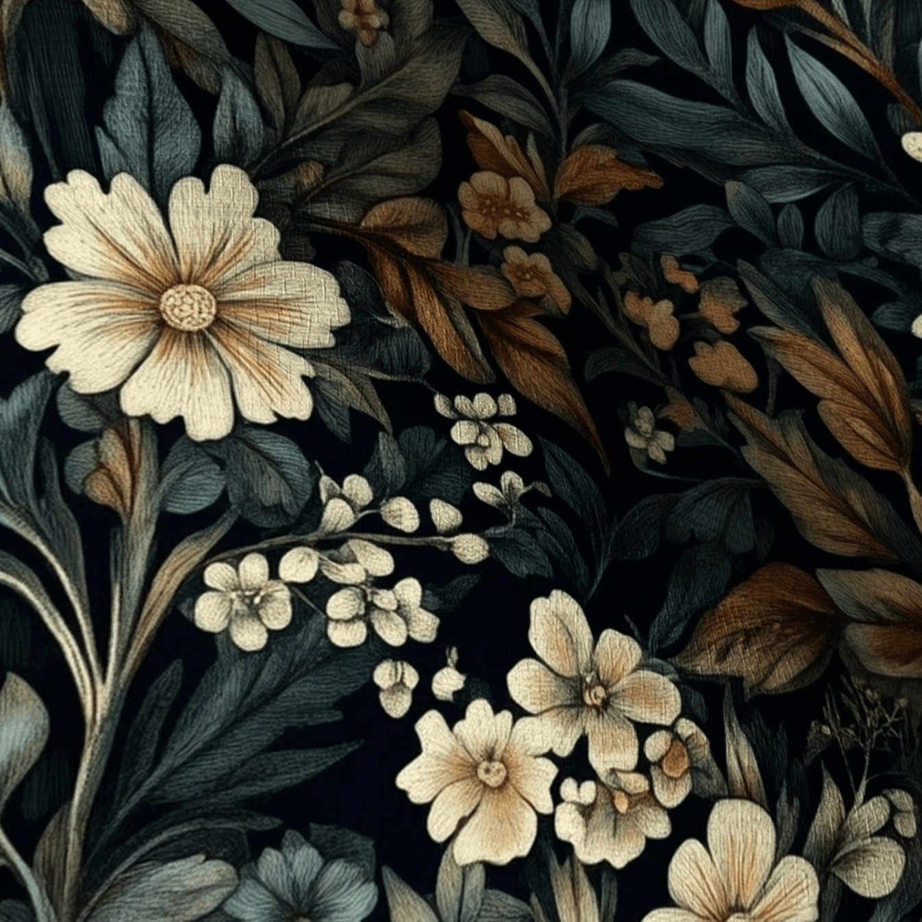 Moonlit Botanica Faux Grasscloth Wallpaper - Painted Paper