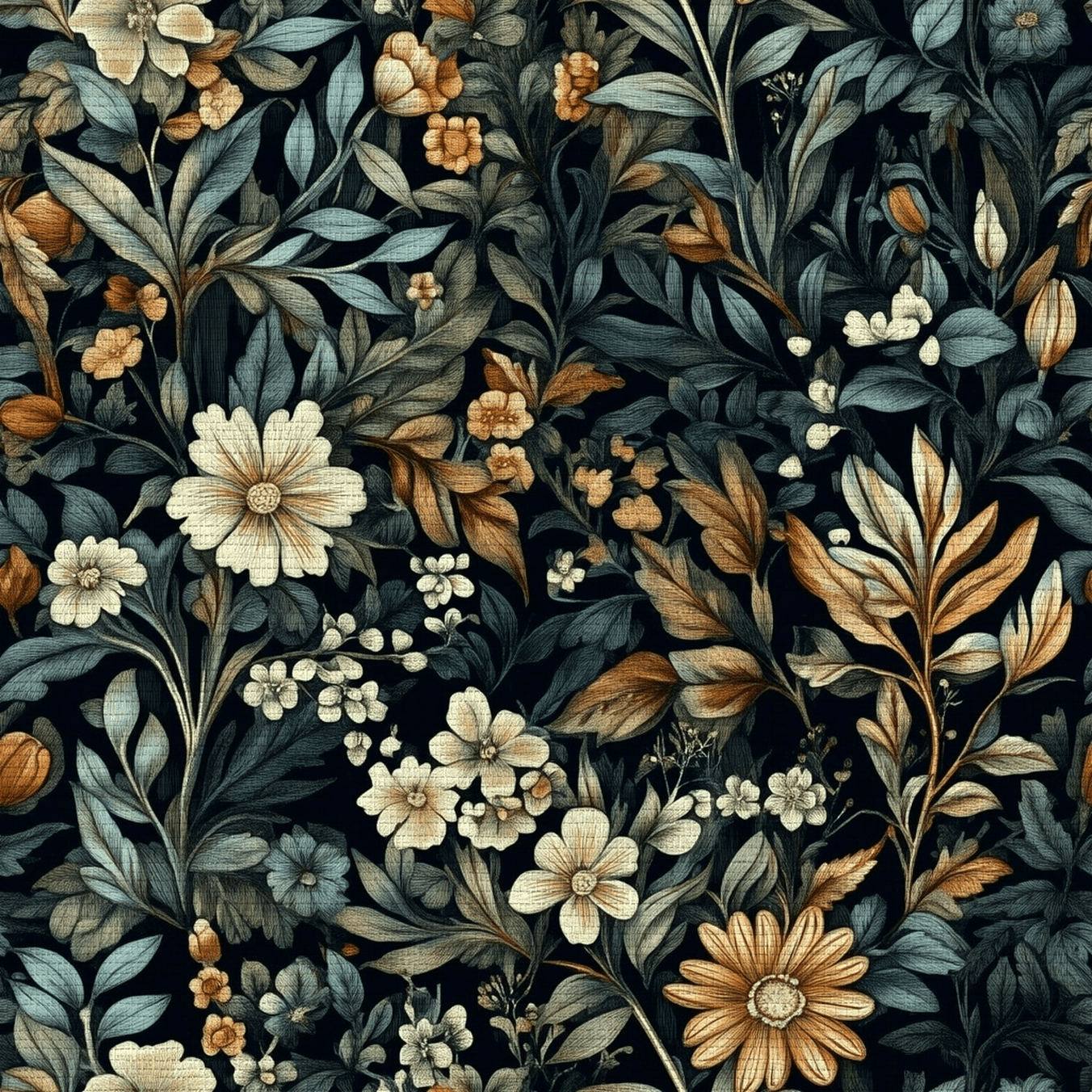 Moonlit Botanica Faux Grasscloth Wallpaper - Painted Paper