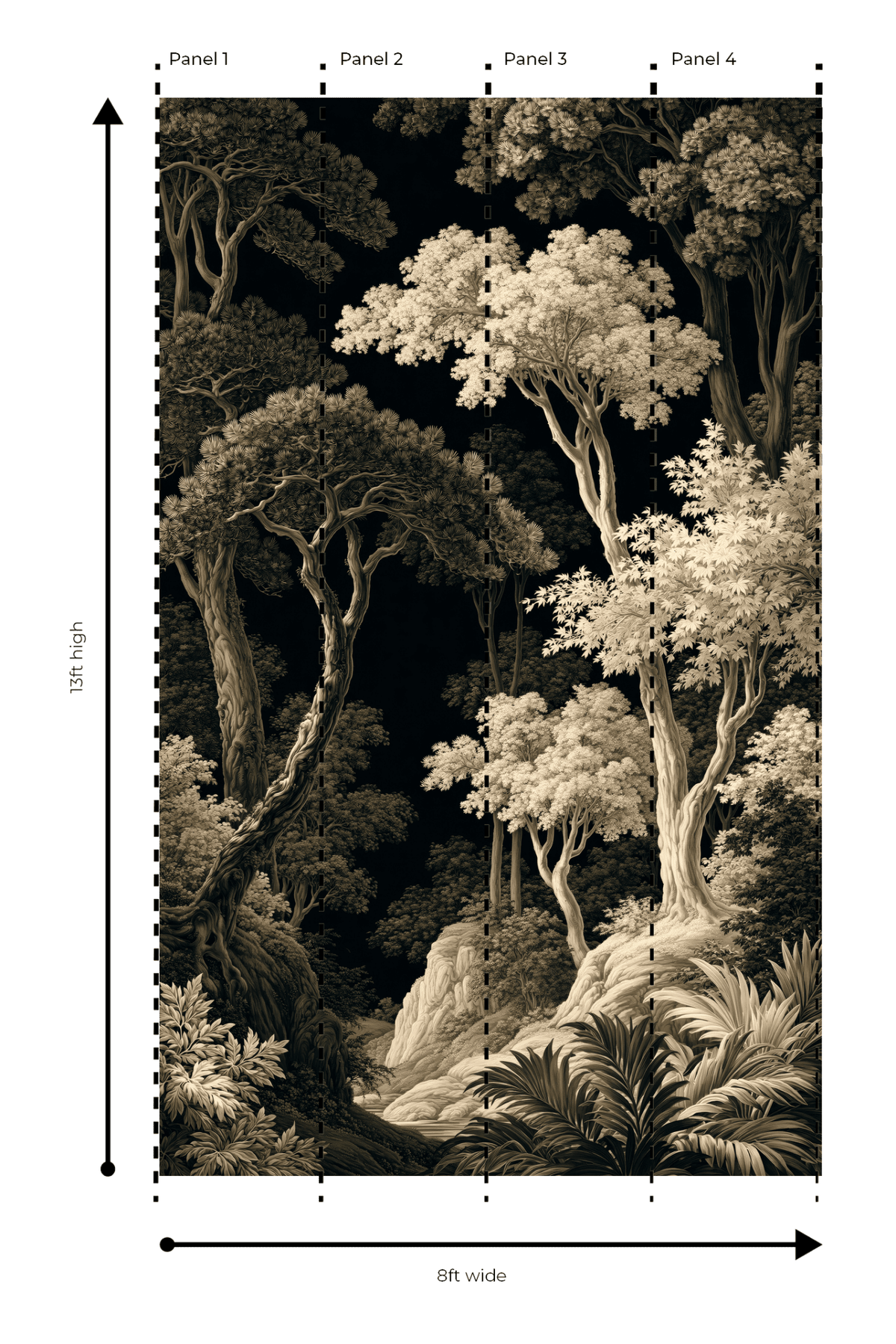 Moonlit Forest - Wall Mural - Painted Paper