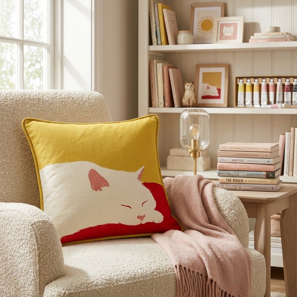 Morning Cat Throw Pillow - Benton Lane Home - Hillcroft Home