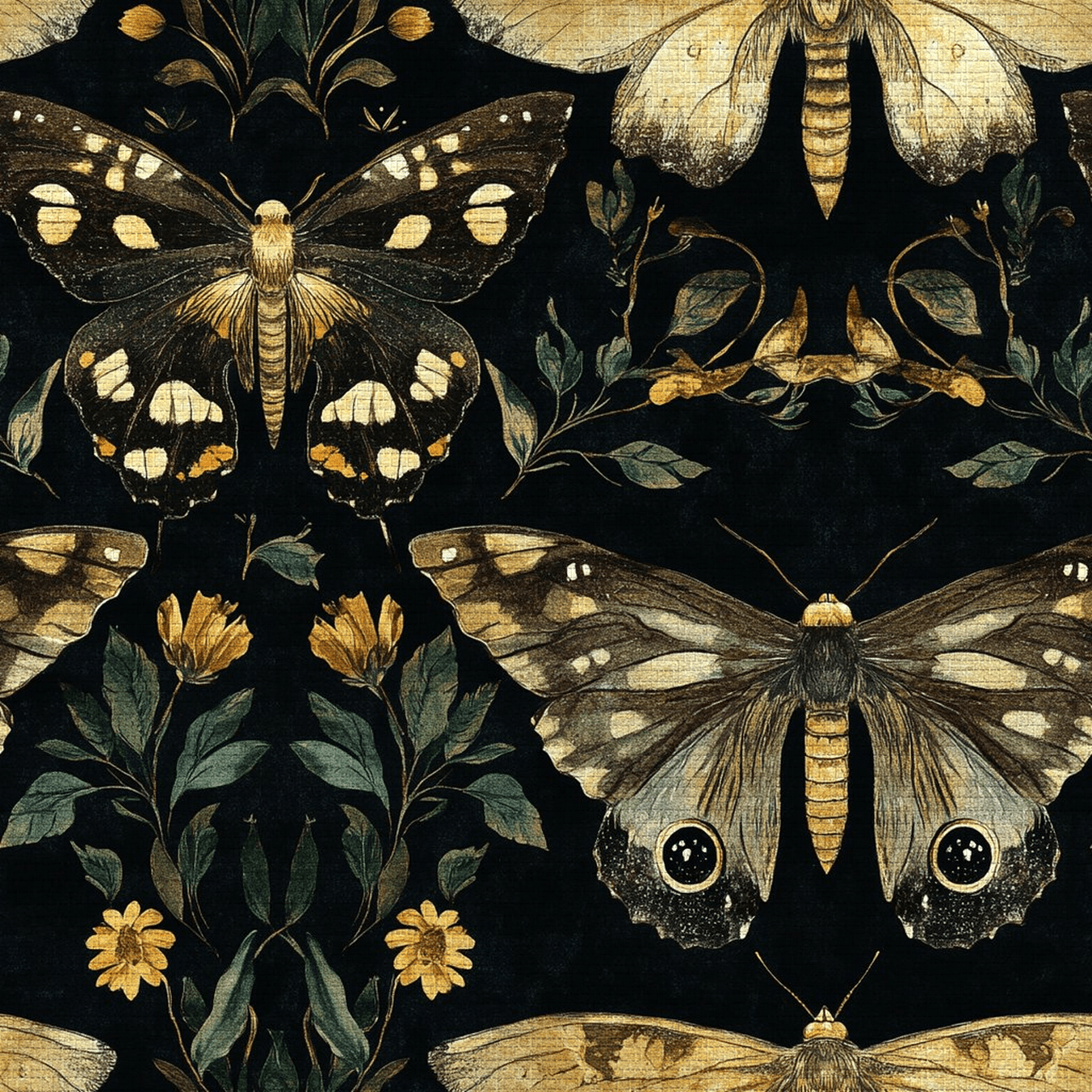 Morrigan Moths Faux Grasscloth Wallpaper - Painted Paper