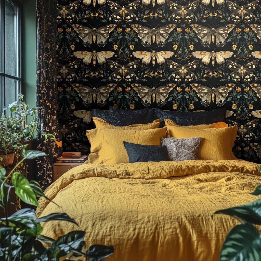 Morrigan Moths Wallpaper - Benton Lane Home - Painted Paper