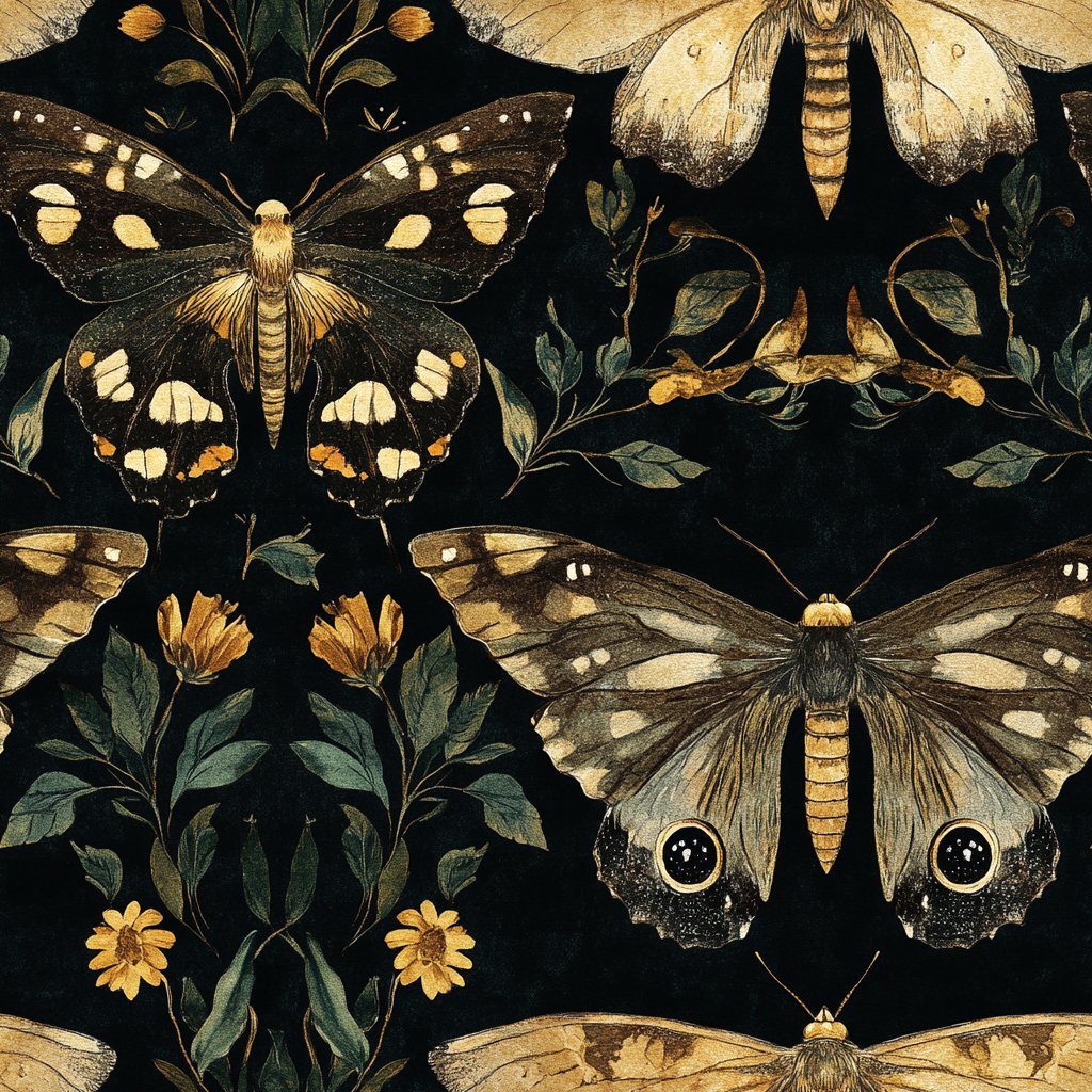 Morrigan Moths Wallpaper - Benton Lane Home - Painted Paper