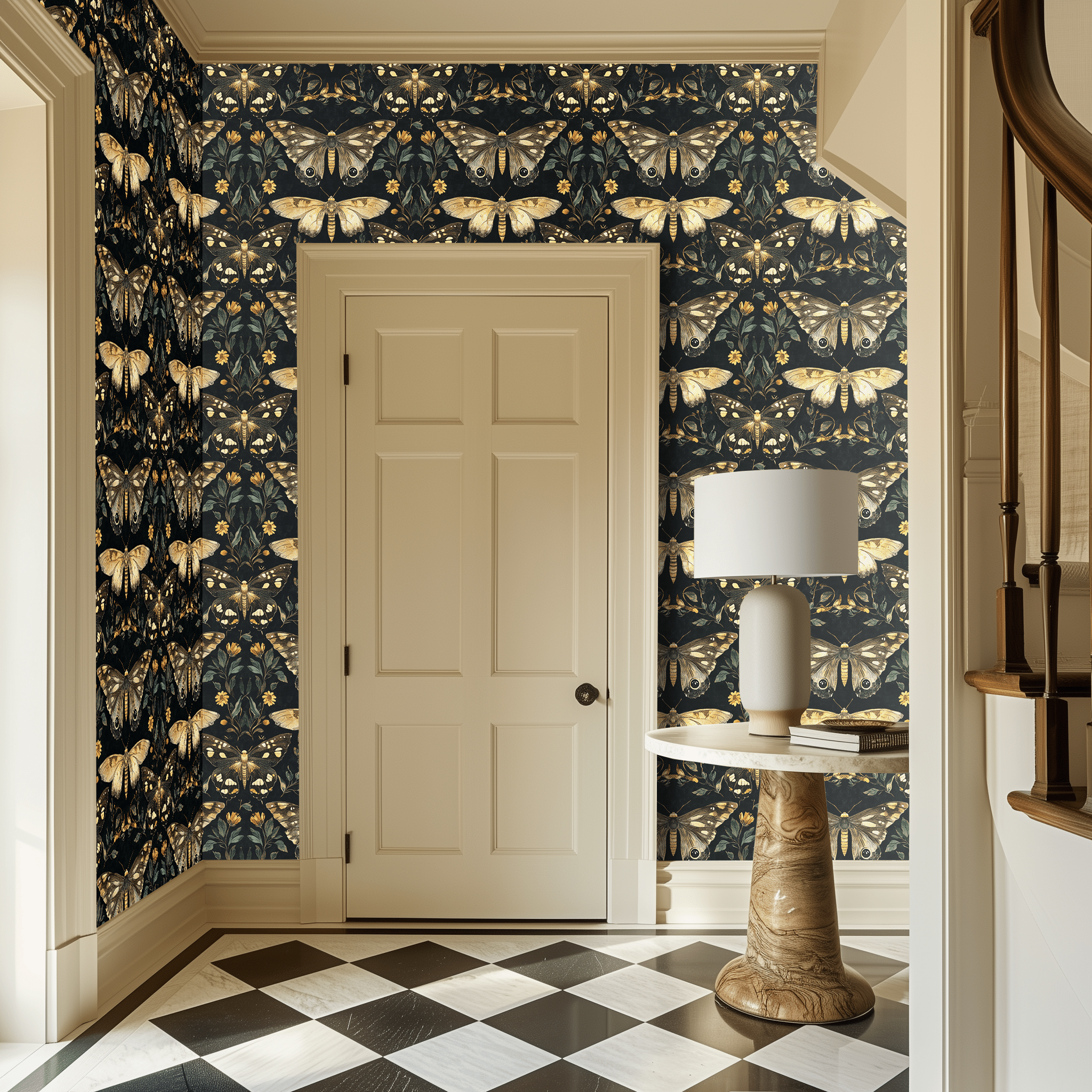 Morrigan Moths Wallpaper - Benton Lane Home - Painted Paper