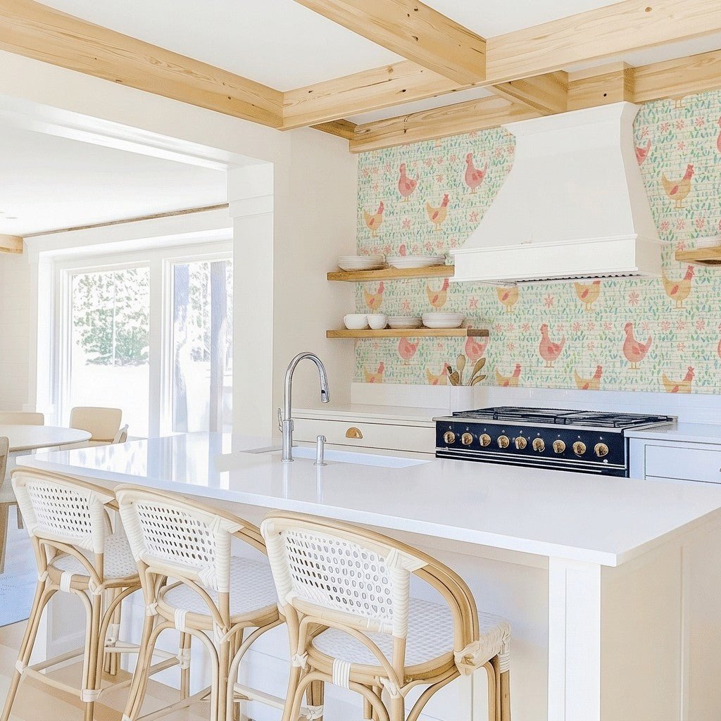 Mother Hen Faux Grasscloth Wallpaper - Benton Lane Home - Lemon Park