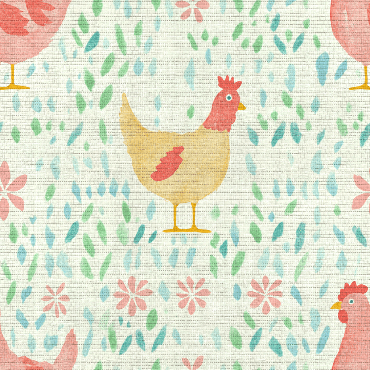Mother Hen Faux Grasscloth Wallpaper - Benton Lane Home - Lemon Park