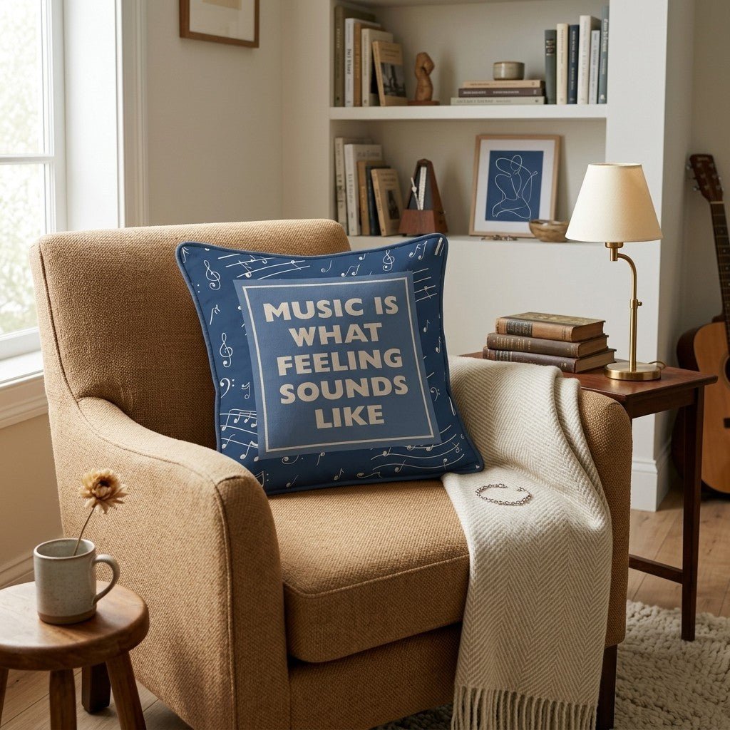 Music is Feelings Throw Pillow - Benton Lane Home - Hillcroft Home