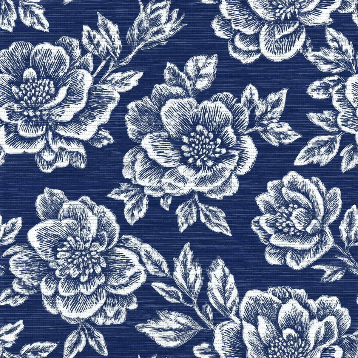 Navy Night Faux Grasscloth Wallpaper - Benton Lane Home - Lemon Park