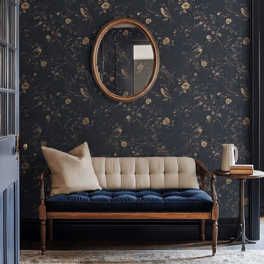 Nocturne & Nest Faux Grasscloth Wallpaper - Painted Paper