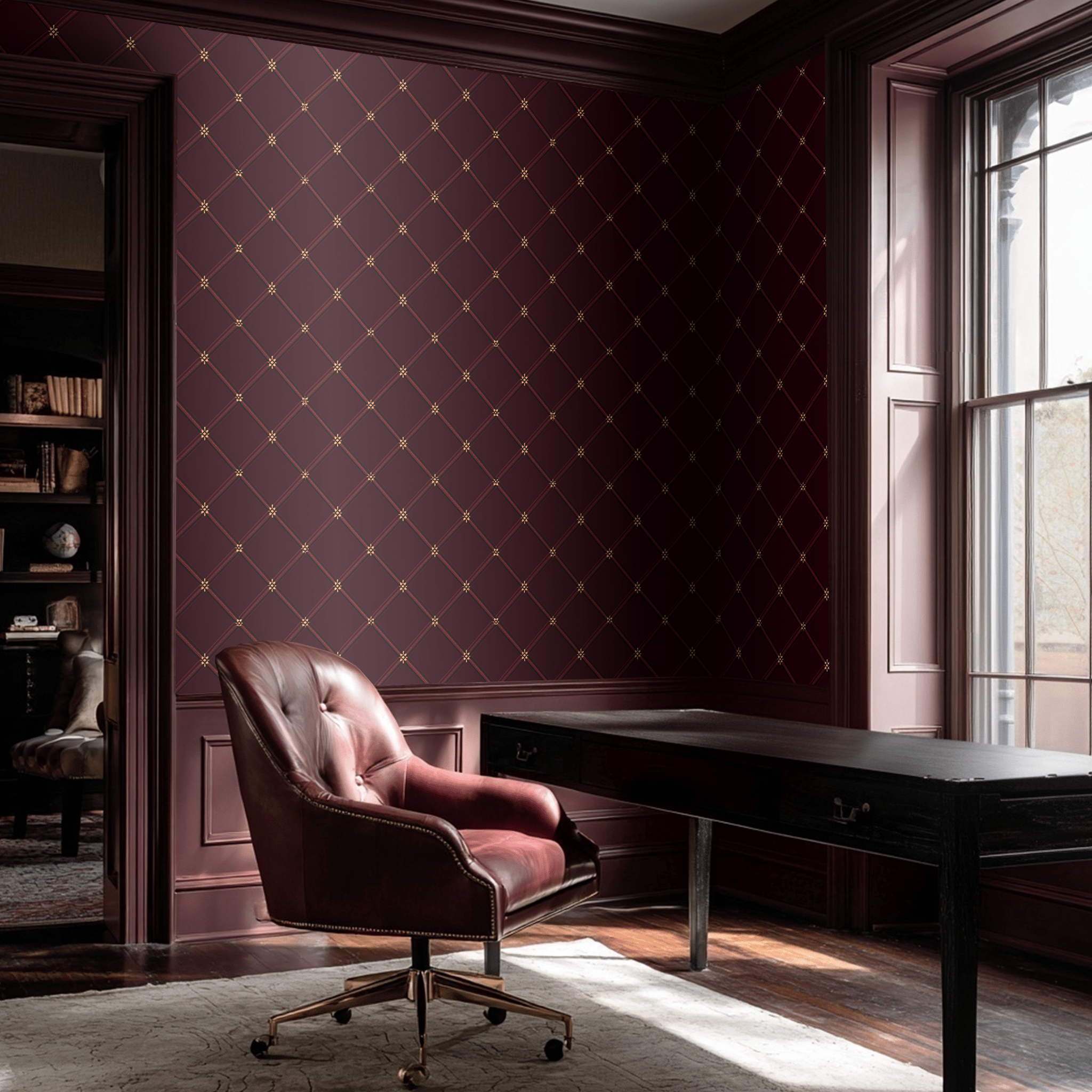 Noir Garnet Faux Grasscloth Wallpaper - Benton Lane Home - Painted Paper
