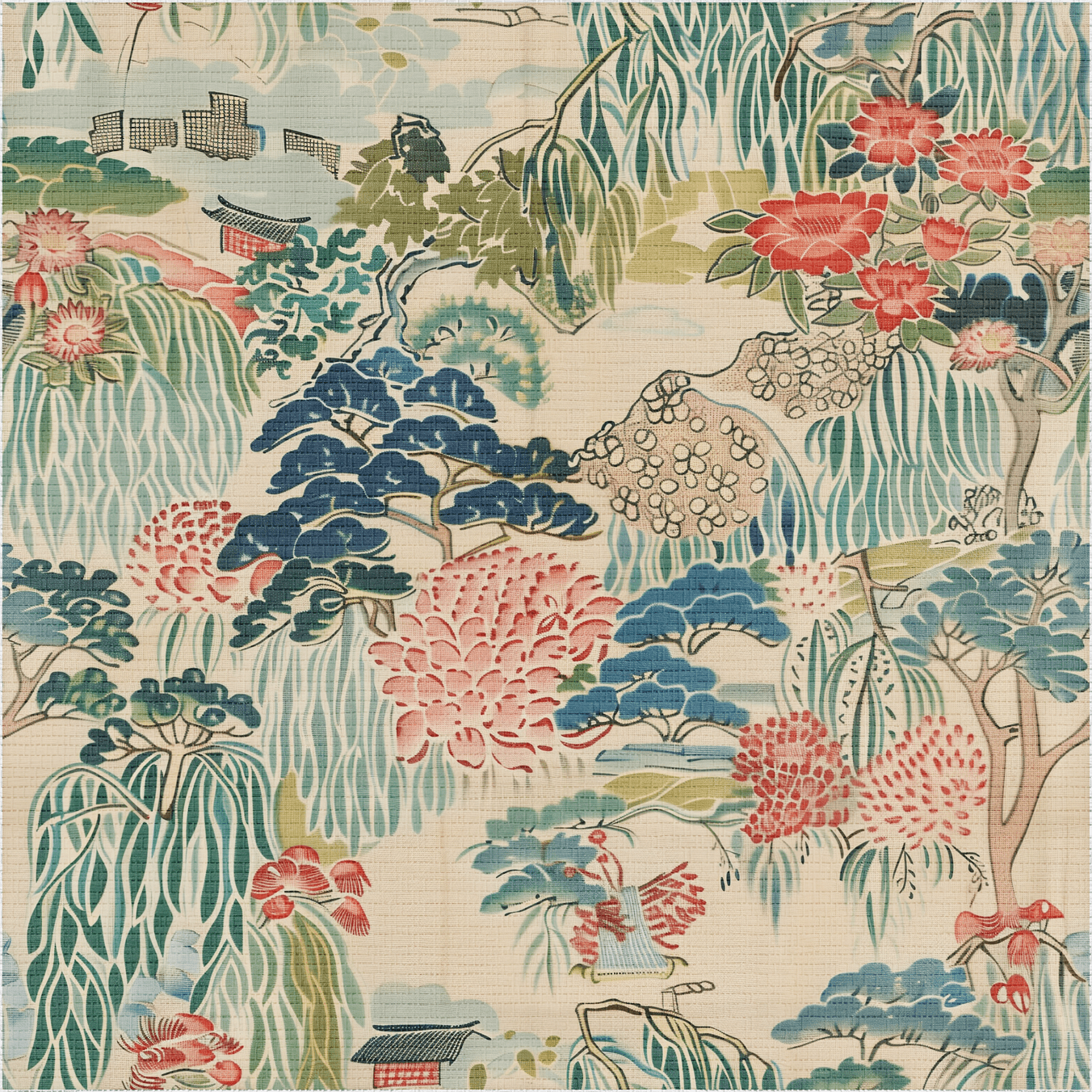 Nostalgic Garden 1 Faux Grasscloth Wallpaper - Painted Paper