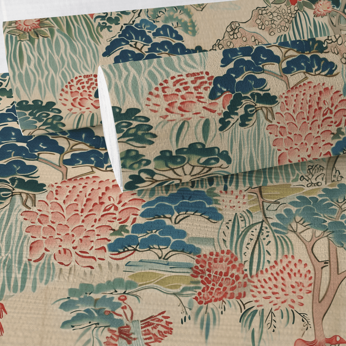 Nostalgic Garden 1 Faux Grasscloth Wallpaper - Painted Paper