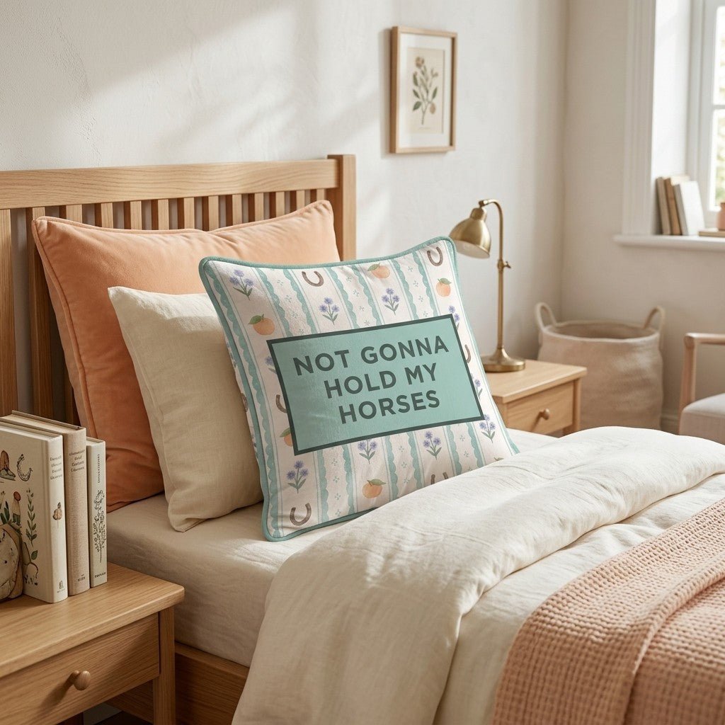 Not Gonna Hold my Horses Throw Pillow - Benton Lane Home - Hillcroft Home